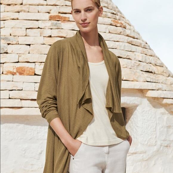 Eileen Fisher Sweaters - Eileen Fisher Olive Open Cardi
